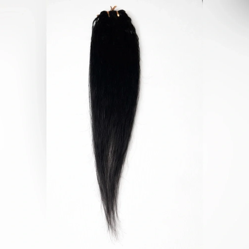 30 in Kinky Straight 100% Human hair  Black Color 50 Grms